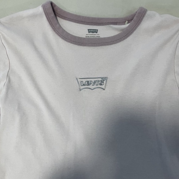 Levi's Graphic Long Sleeve Ringer T-Shirt in Mauve Chalk Pink Size L - Picture 4 of 5